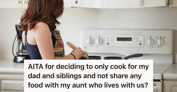 woman with apron cooking in kitchen