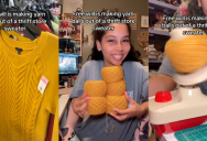 Goodwill Shopper Shared How She Makes Yarn Out of Old Sweaters She Buys