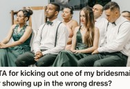 Bride Chose Green Dresses For Her Bridesmaids In Her Winter-Themed Wedding, But One Bridesmaid Showed Up In A Black Dress