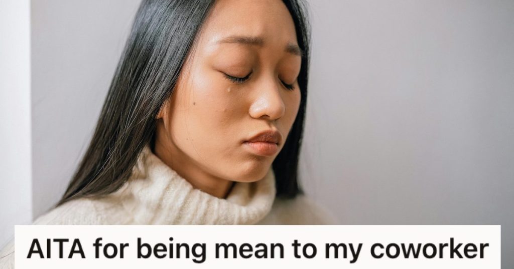 A woman with tears on her face