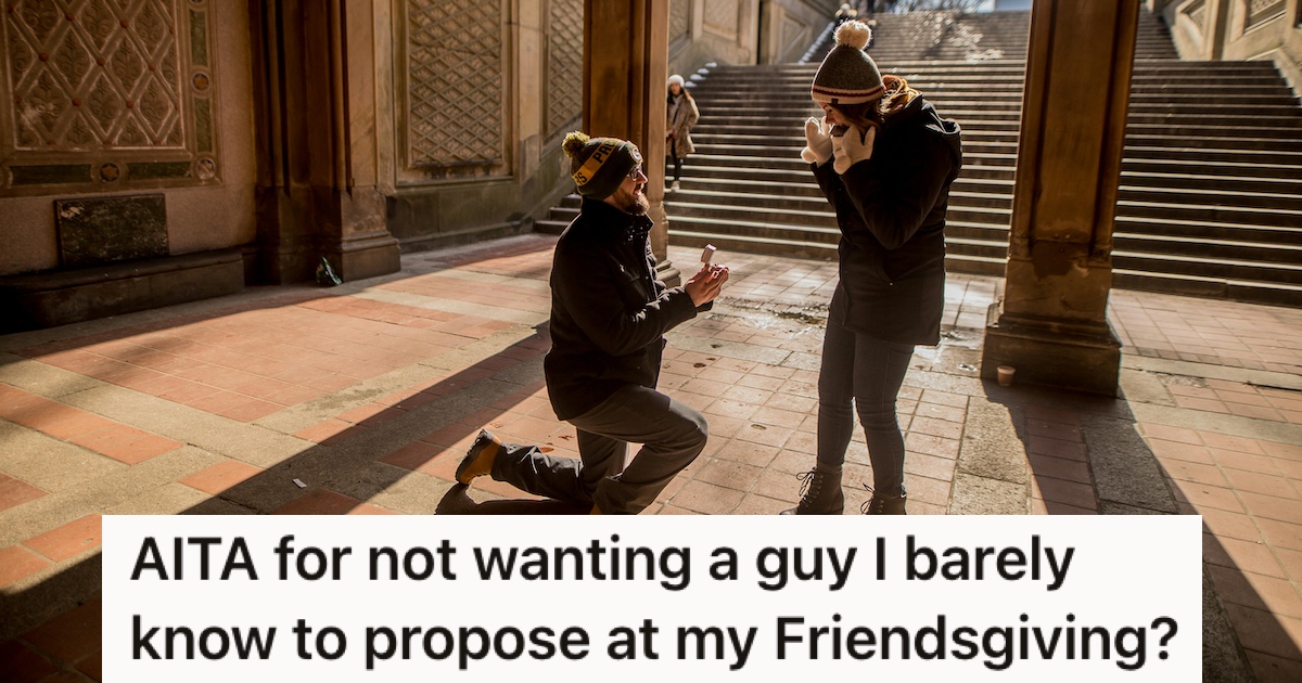 A man on one knee proposing