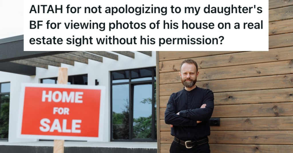 A man beside a home for sale sign