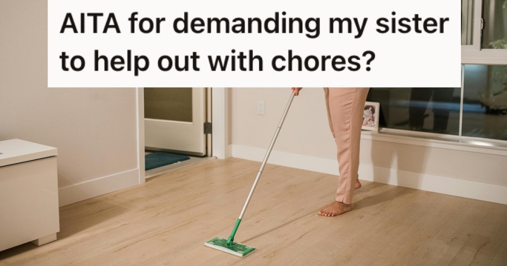 A woman mopping the floor