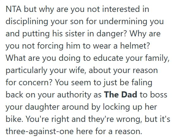Bike 2 Dad Confiscated His Daughter’s Bike After She Kept Riding Without A Helmet, But His Wife Said He Was Punishing Her For Her Brother’s Mean Comment