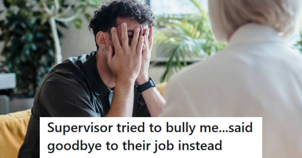 Man covering his face because he's upset over emails while talking to HR