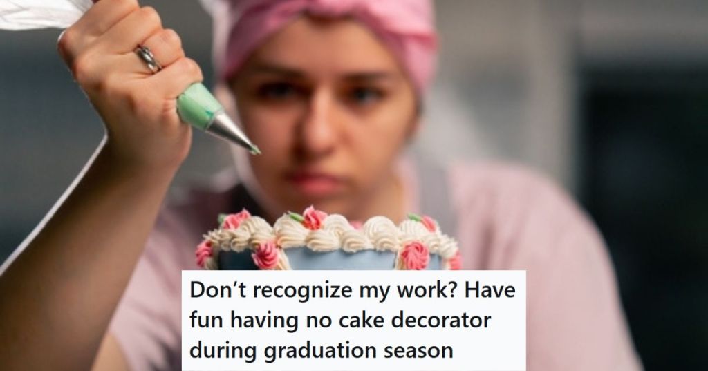 Woman decorating cake