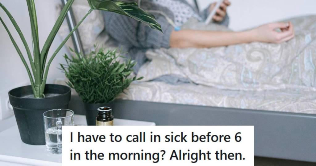 Woman sick in bed trying to get ahold of her boss in the morning