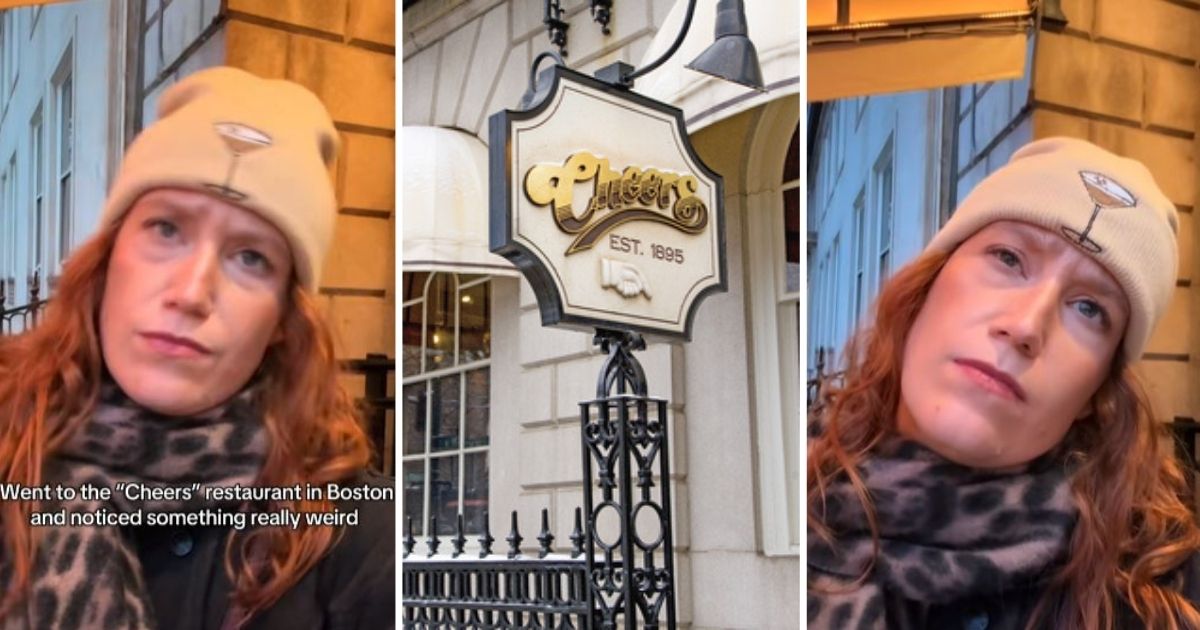 Woman confused about Cheers sign