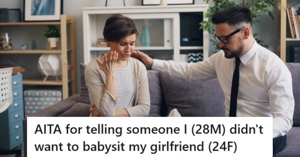 Man with his hand on his girlfriend's shoulder because she's upset