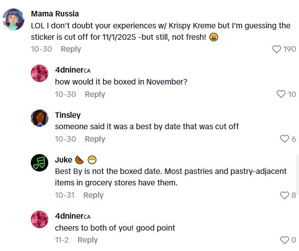 Comment 1 70 A Fresh Krispy Kreme Donut Is Delicious, But They Can Go Stale Quickly. Thats Why This Walmart Customer Is Showing How Old The Donuts At The Store Are.