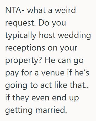Comment 2 22 His Ex Is Getting Married And Wants To Hold The Ceremony On His Property, But Her Fiancee Doesnt Want Him To Attend
