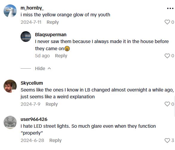 Comment 2 55 Blue and violet saturated light worsens peoples ability to see the details.   Street Lights With LEDs Are Turning The Light Purple And Causing Safety Issues