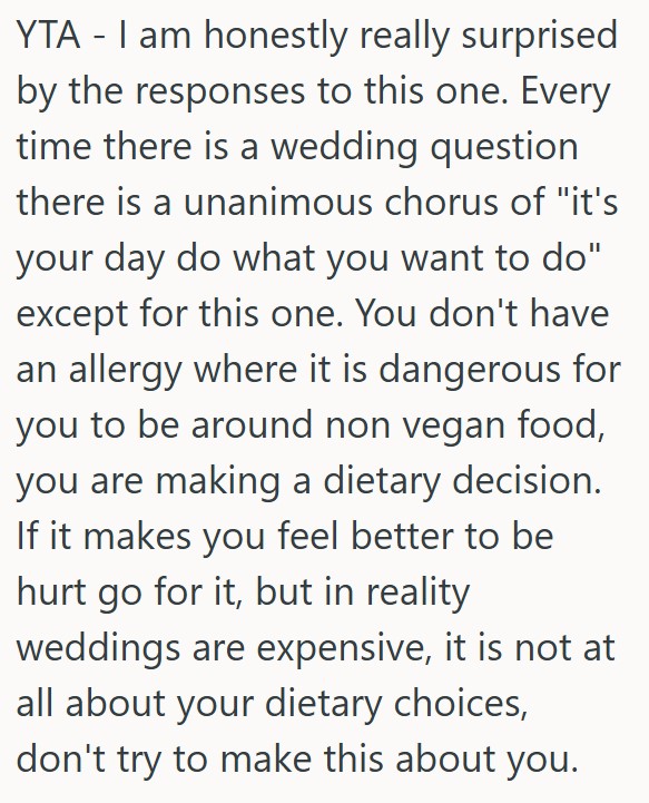 Comment 4 36 Vegan Woman Is A Bridesmaid In Her Sisters Wedding, But None Of The Food Is Going To Accommodate Her