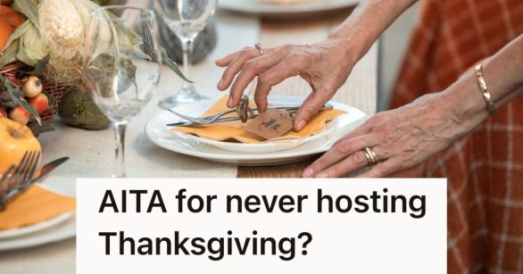 Woman setting a Thanksgiving table