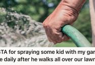 Homeowner Was Fed Up With This Kid Walking On His Lawn, So He Sprays Him With His Water Hose Every Day And It’s Become A Bonding Experience