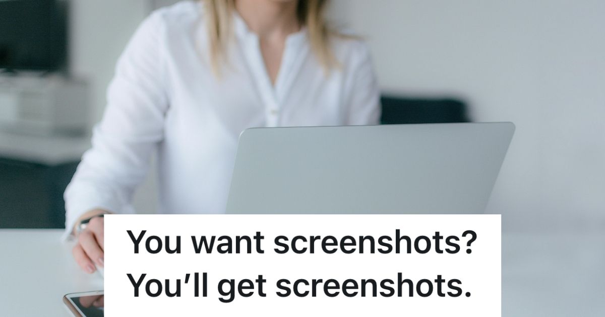 Daughter Is Annoyed By Her Moms Insistence She Show Her Everything She Is Doing For A School Assignment, So She Took A Screenshot Of Every Step And Added A Logo Woman typing on a laptop