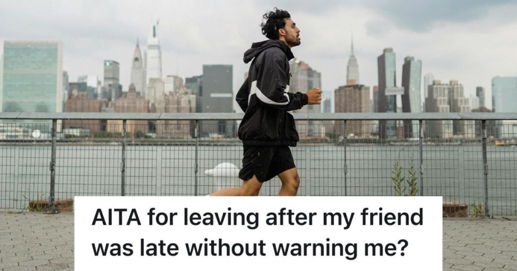 Man running beside a body of water