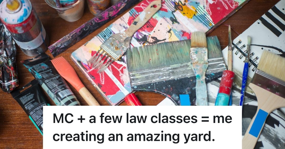 A bunch of paints, brushes and stain marks