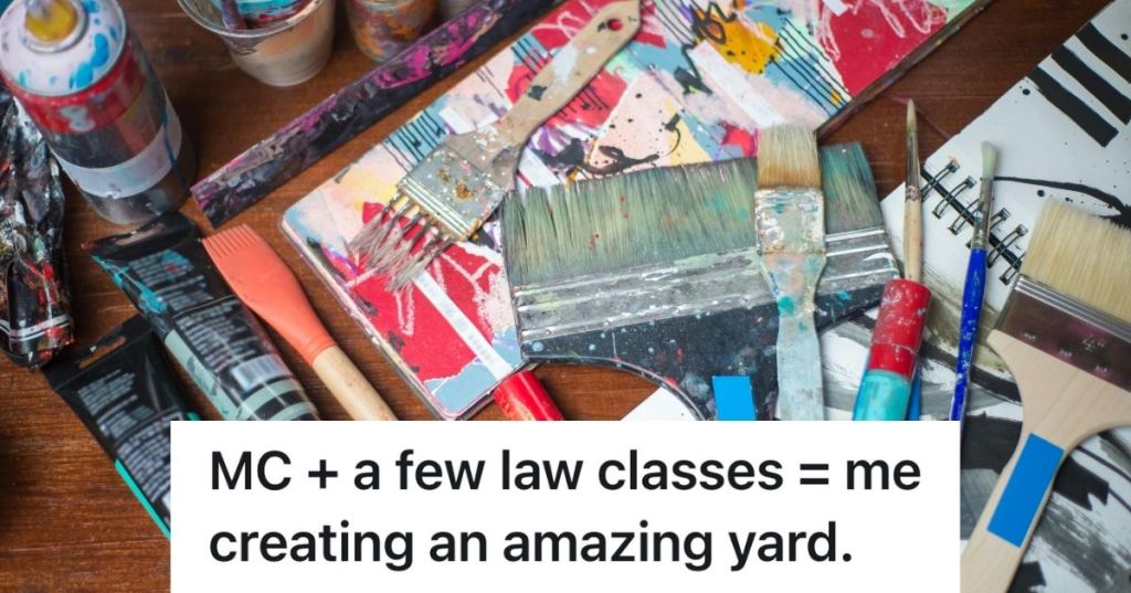 A bunch of paints, brushes and stain marks