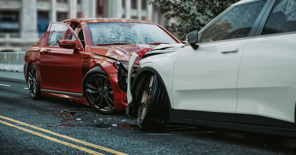 Two cars after a crash