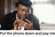 Customer’s Eyes Were Glued To Their Phone, So They Didn’t Notice Their Prints Were Done And This Employee Has Been Waiting For Them To Pay