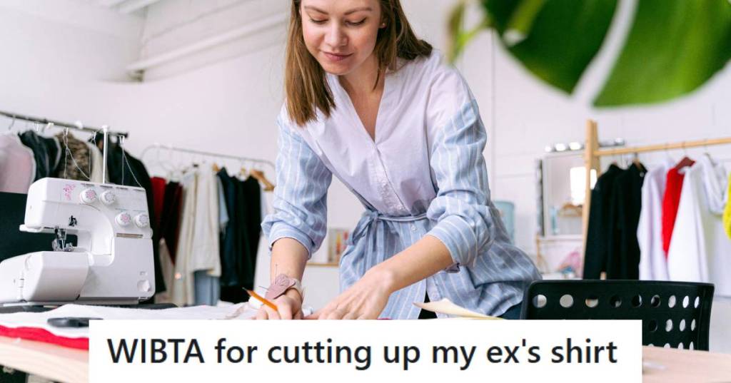 Pretty young woman marking fabric before cutting it up