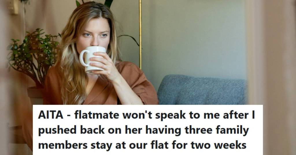 Woman sitting on the couch and enjoying her coffee in peace