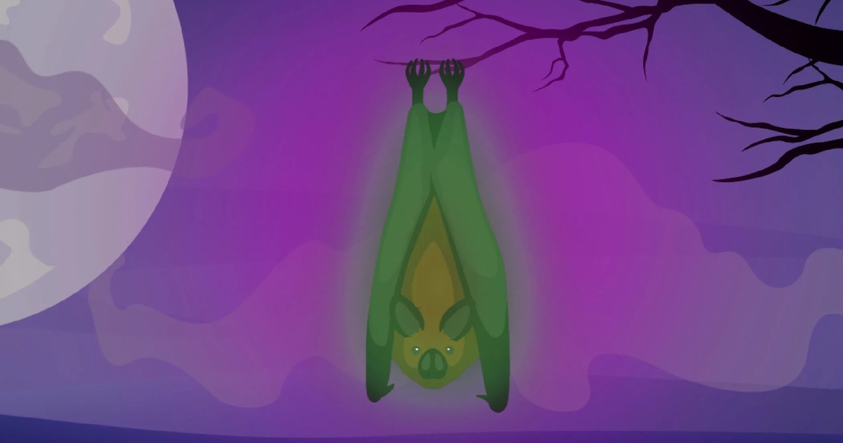 An illustration of a glowing bat