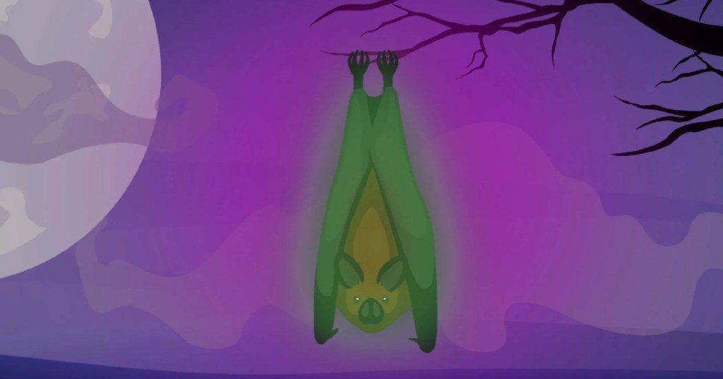 An illustration of a glowing bat