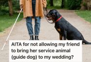 Bride-To-Be Has Asthma And Dog Allergies, So She Asked Her Blind Friend Not To Bring Her Guide Dog To Her Wedding