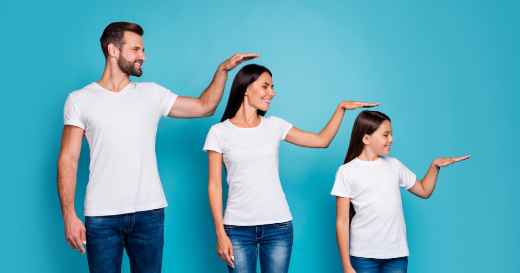 Family displaying height difference