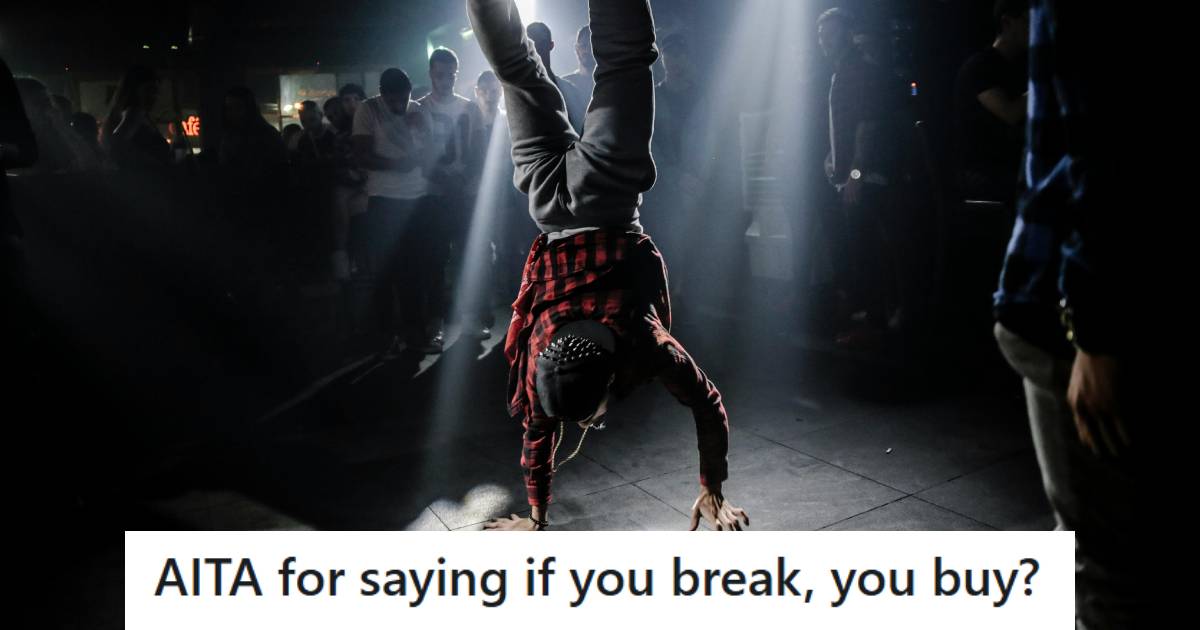 Man doing a handstand in the middle of a raging party