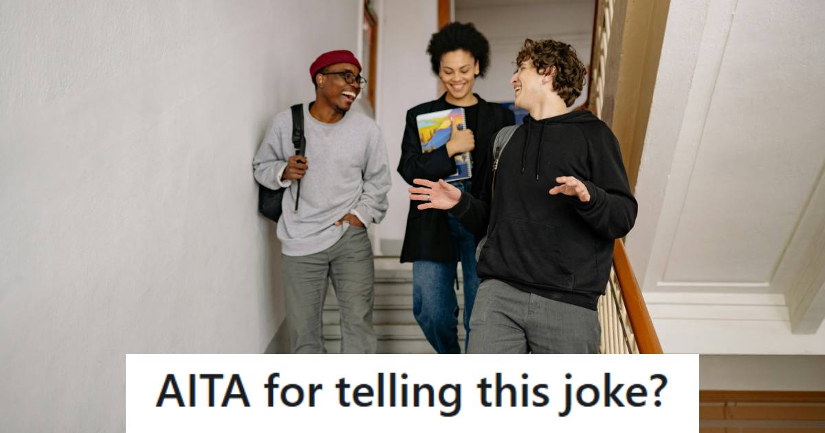 Group of college kids walking and joking as they walk down the stairs