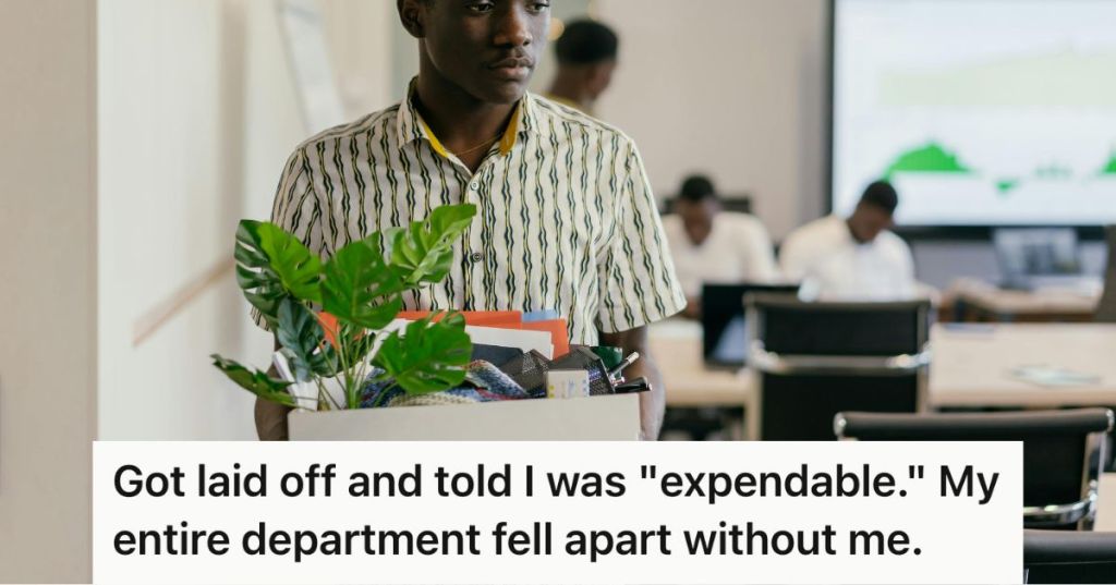Sad man walking away from the office carrying a full box