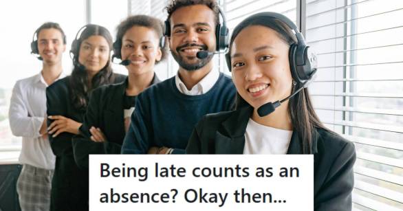 Employees working in a call center, posing for a group photo