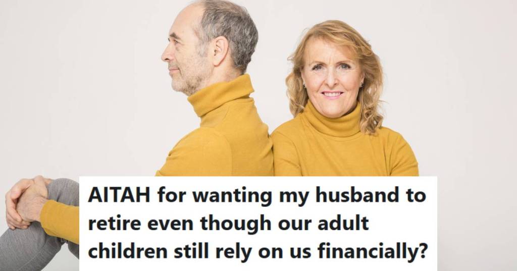 Wife and husband wearing matching outfits and arguing their cause