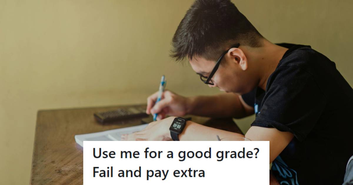 Young college student doing a group project all by himself