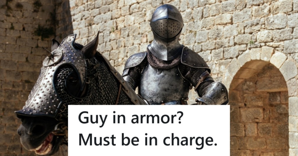 Statue of knight wearing armor