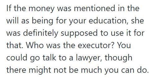 Mom 2 College Students Grandfather Left Her Money In His Will To Pay For Her Education, But Her Mother Wants Her To Keep This Money For Herself