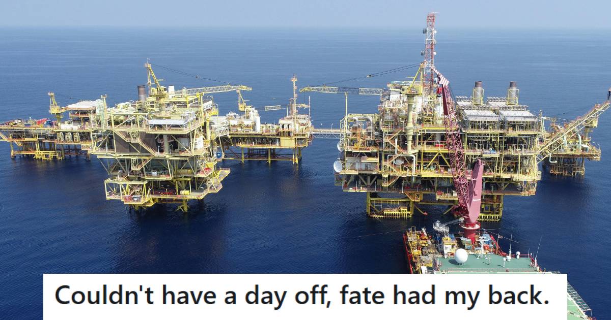 Large oil rig out in the middle of the ocean