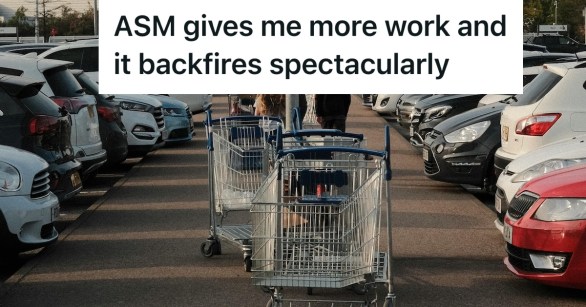 Shopping carts in the middle of a parking lot