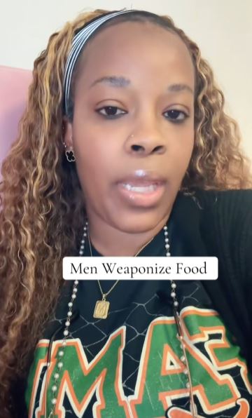 Woman talking about men and food
