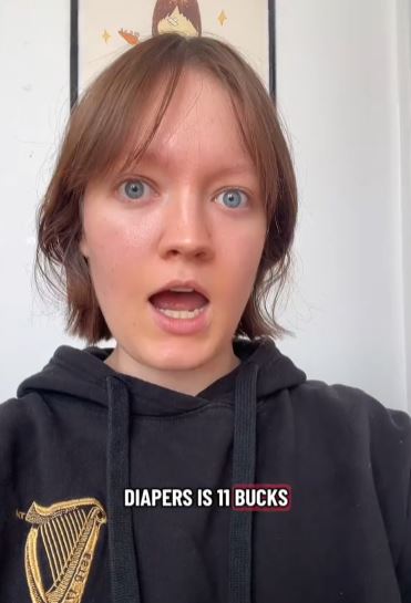 Woman talking about cost of diapers