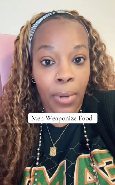 Woman talking about men and food