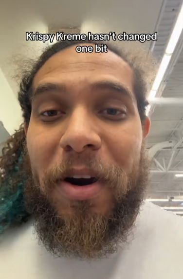 Man talking about Krispy Kream donuts