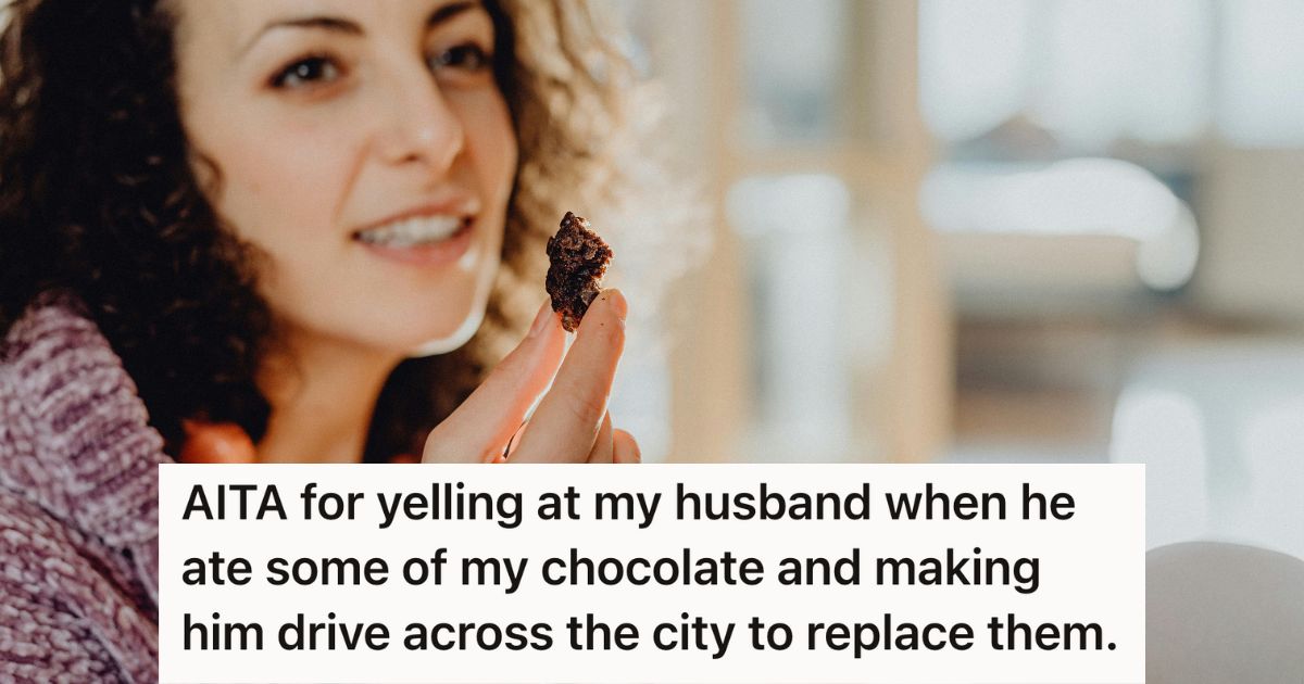 Woman holding a piece of chocolate