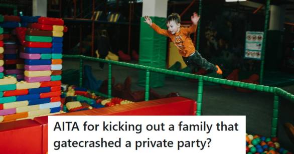Little boy jumping into a ball pit at the local soft play place on his birthday