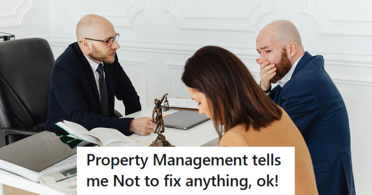 Man sitting at a table with a judge and the property manager