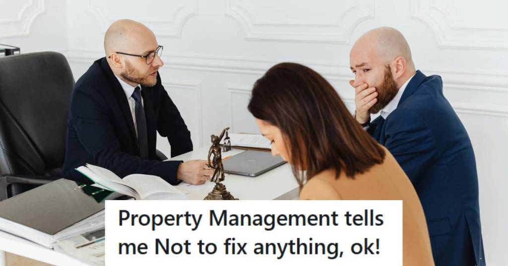 Man sitting at a table with a judge and the property manager