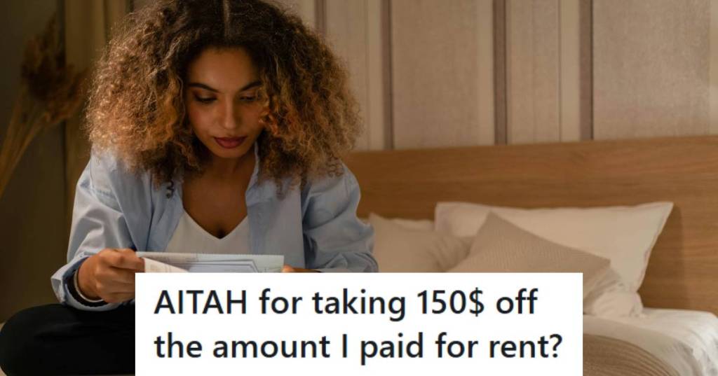 Woman sitting on her bed reading the mail about her electric getting shut off